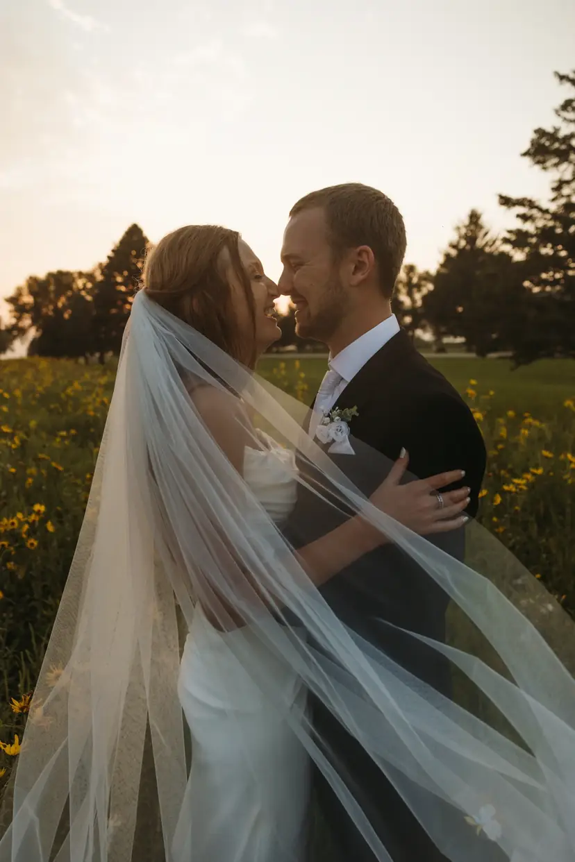 Bride and groom golden hour portrait Minneapolis wedding photographer Honey Deww